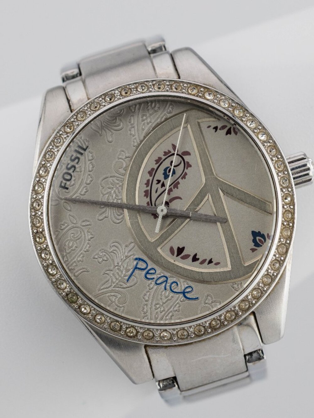 FOSSIL Peace ES-2303 Paisley Crystal Quartz Analog Women's Watch Fresh Battery